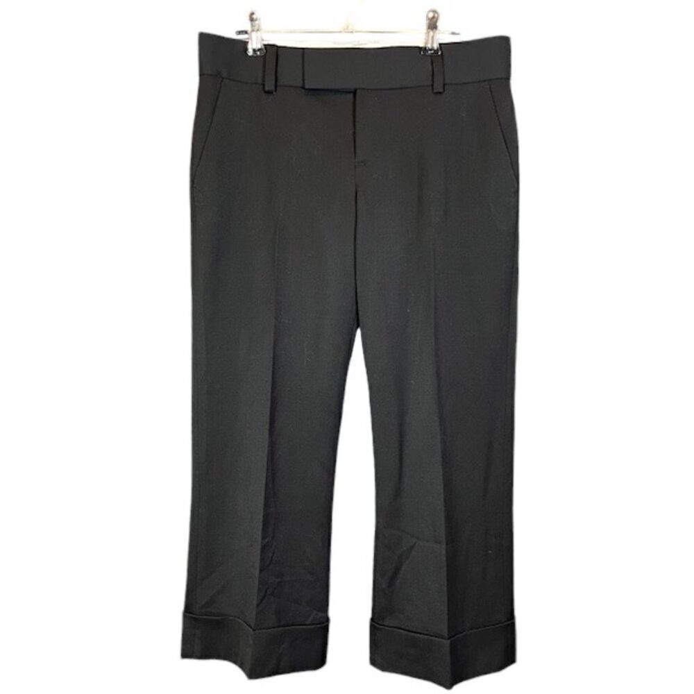 Juicy Couture Wool Dress‎ Pants Cuffed Wide Leg Cropped Black Size 12